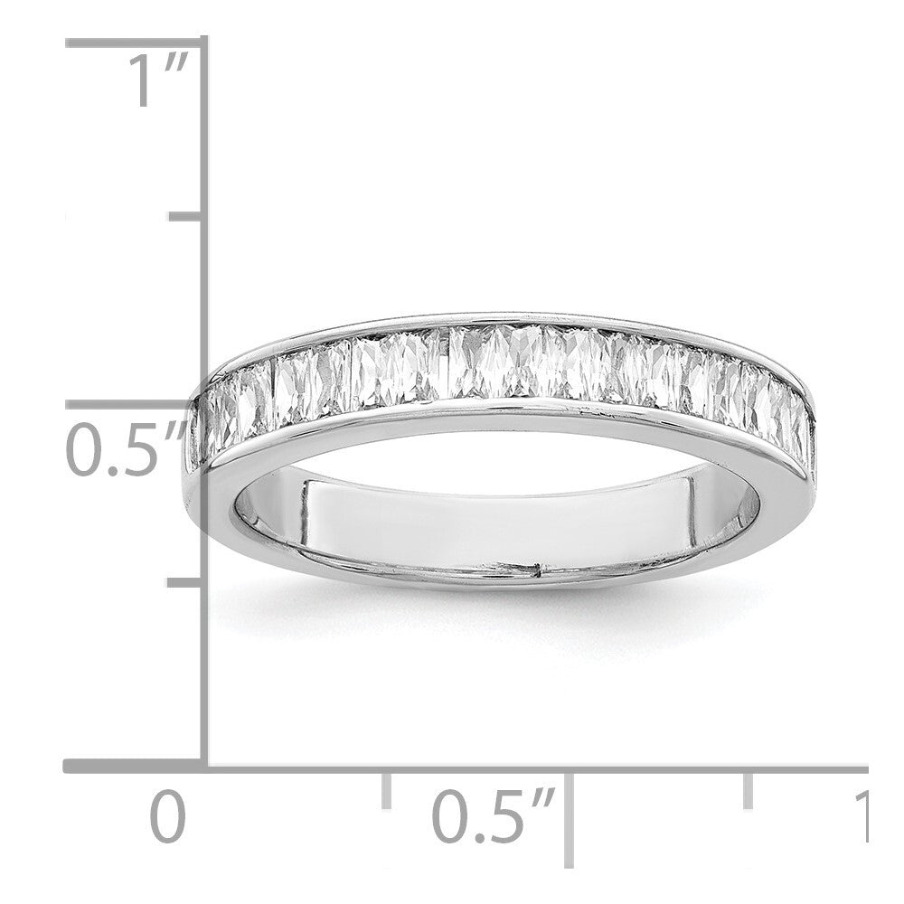 Sterling Silver Rhodium Plated Cubic Zirconia Ring Size 8