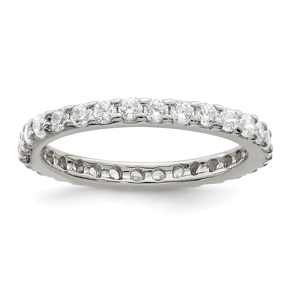 Sterling Silver Rhodium-plated Cubic Zirconia Ring Size 8