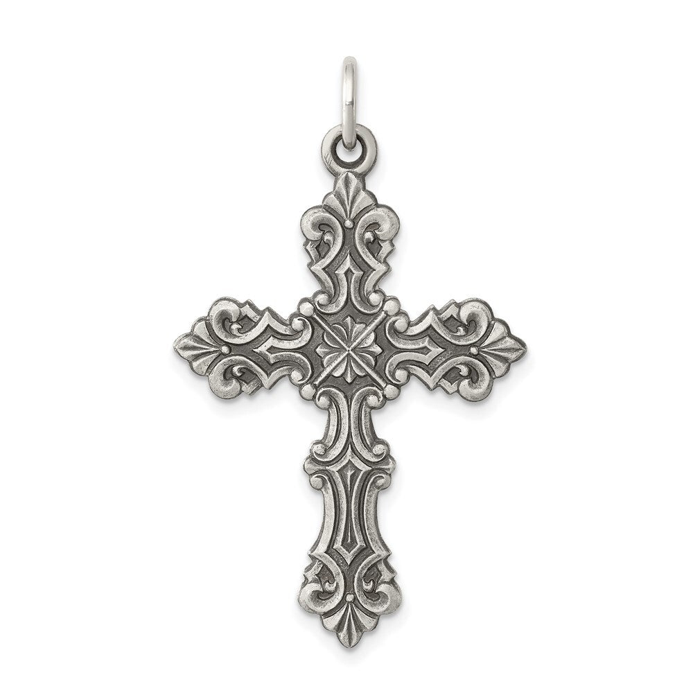 Sterling Silver Antiqued Cross Pendant Holiday Gift for Women