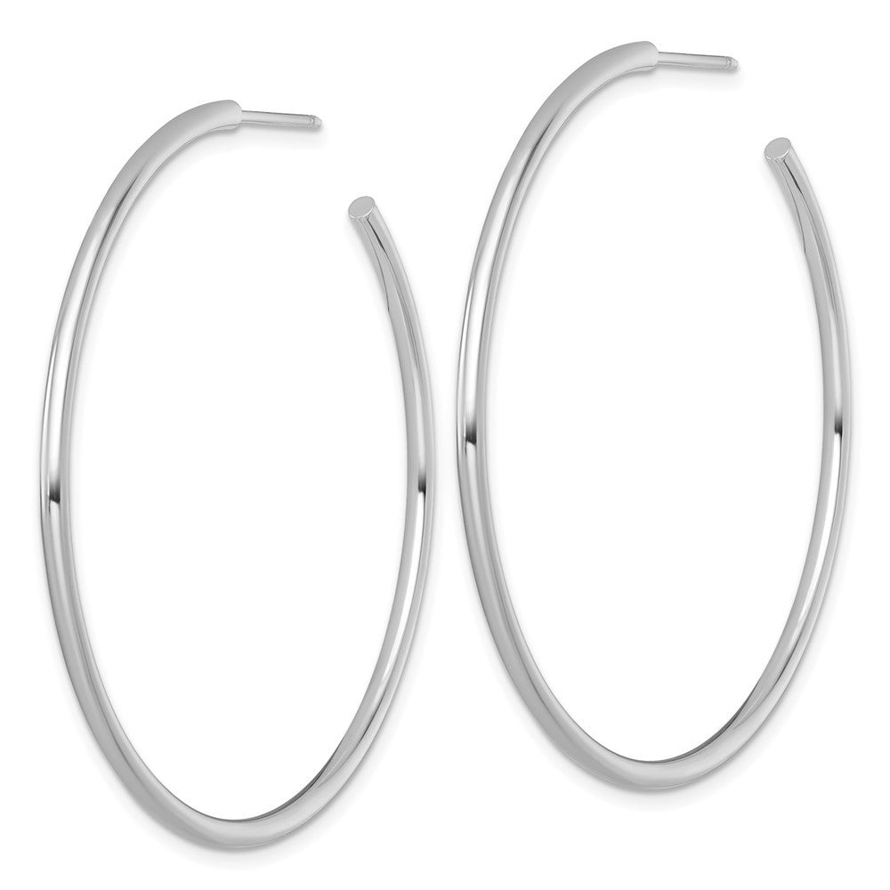 14k White Gold Polished 2 x 50mm Tube C-Hoop Earrings