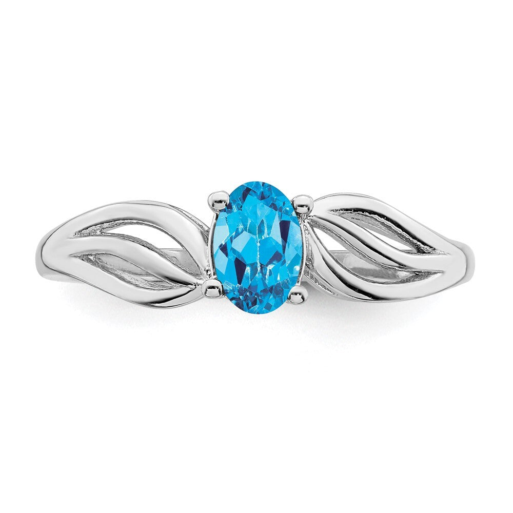 Sterling Silver Rhodium-plated Light Swiss Blue Topaz Ring