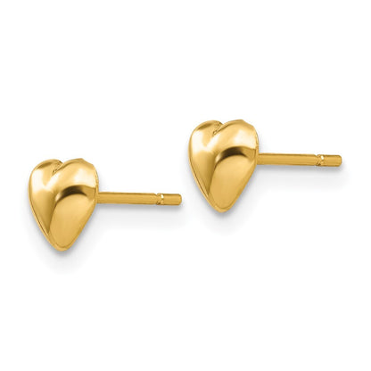 14k Yellow Gold Polished Heart Stud Earrings Gift for Women