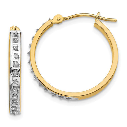 14k Yellow Gold Diamond Fascination Round Hinged Hoop Earrings Gift for Women