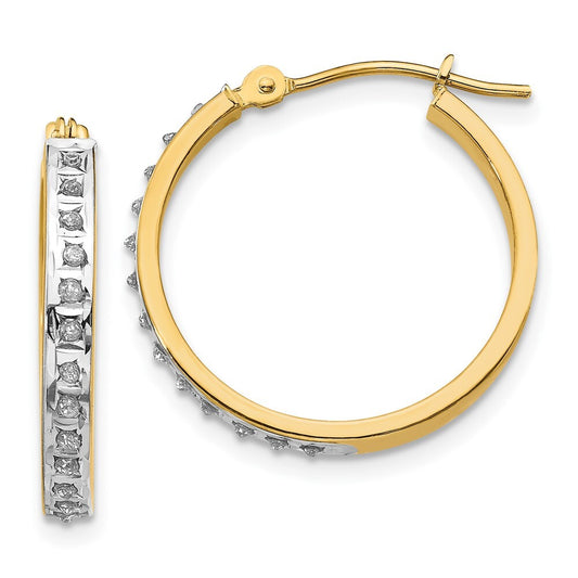 14k Yellow Gold Diamond Fascination Round Hinged Hoop Earrings Gift for Women