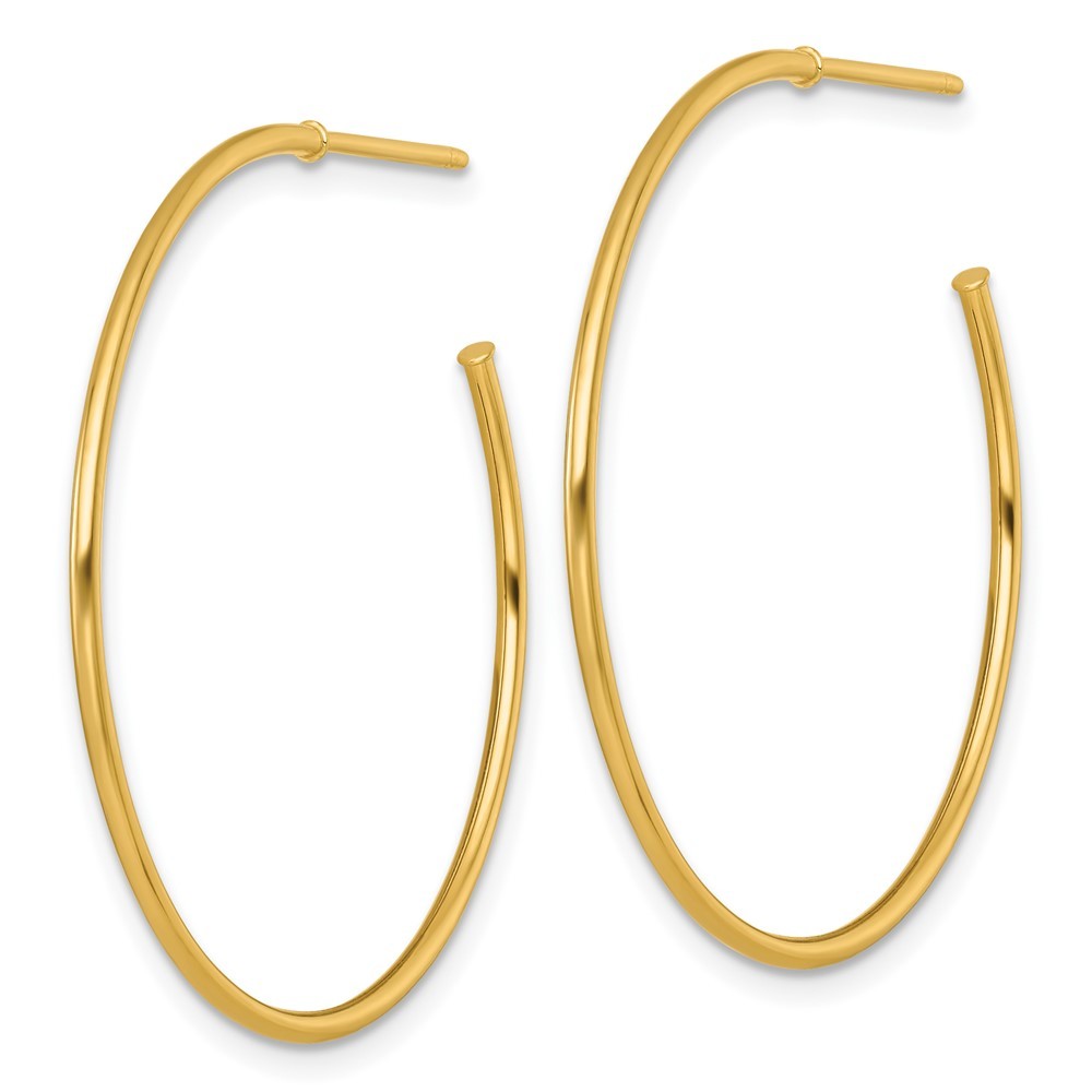 14k Yellow Gold Polished 1.2 x 35mm Solid C-Hoop Earrings