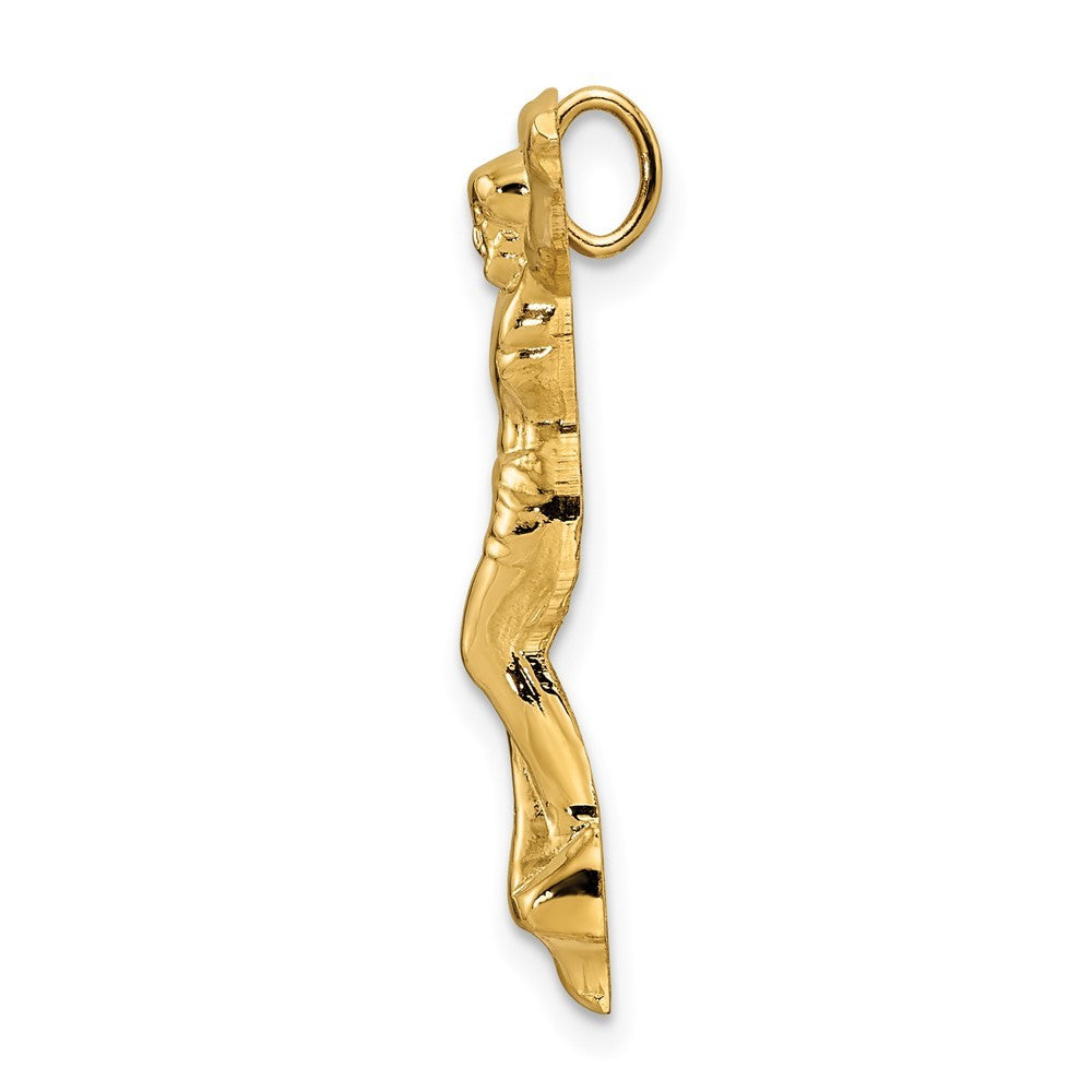 14k Yellow Gold Polished Solid Risen Christ Chain Slide