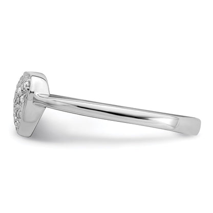 Sterling Silver Rhodium Polished Diamond Heart Ring Size 6