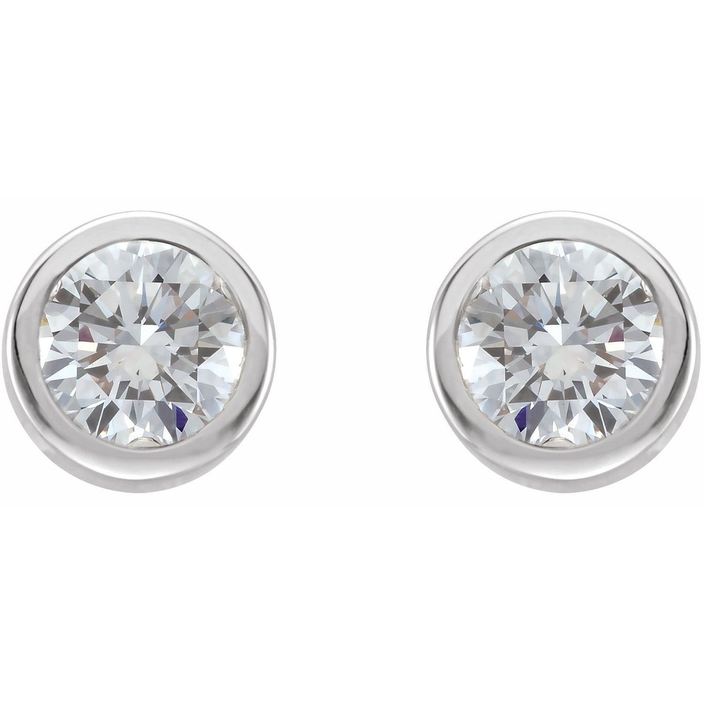 Gift for Mothers 14k White Gold 1/3 CTW Natural Diamond Bezel-Set Stud Earrings