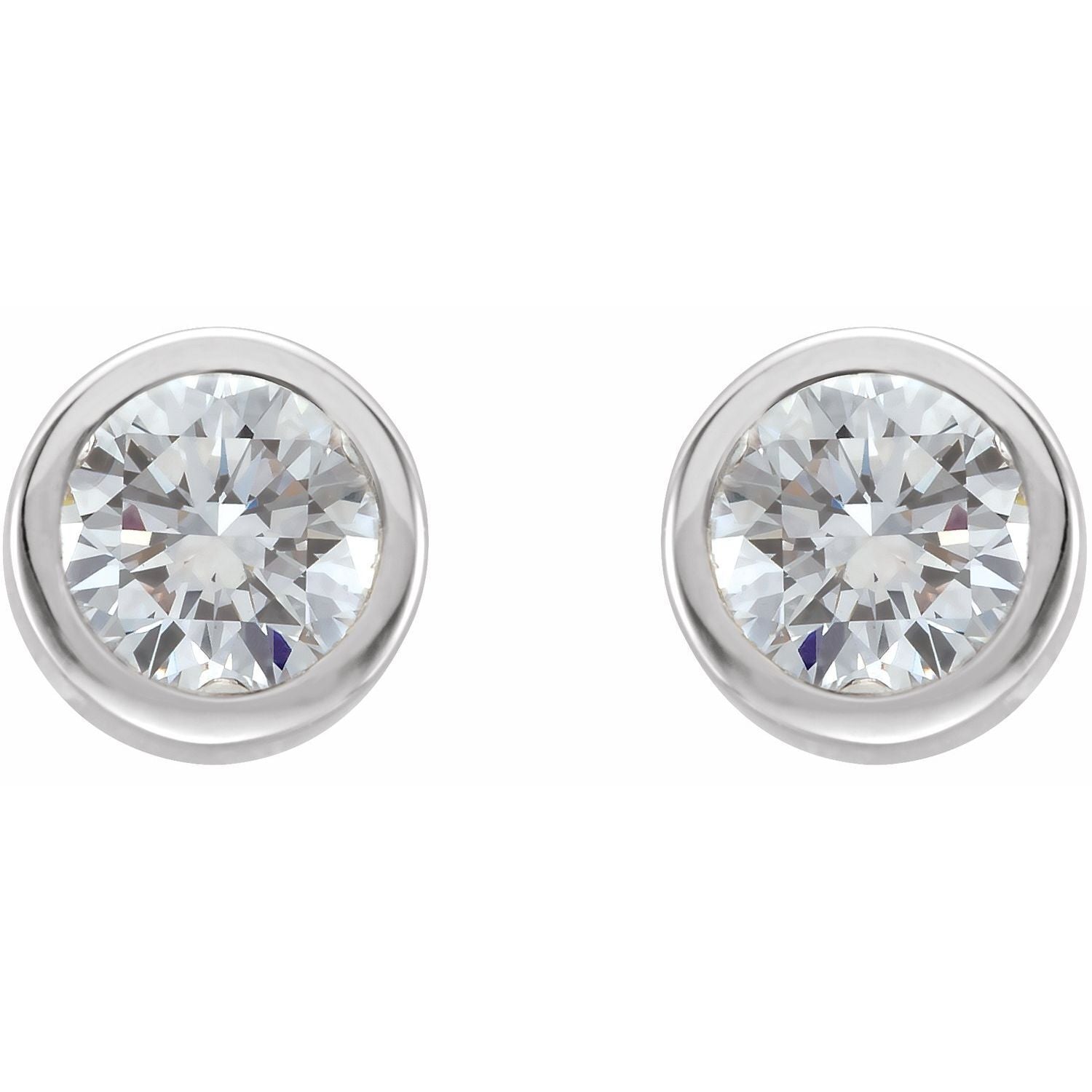 Gift for Mothers 14k White Gold 1/3 CTW Natural Diamond Bezel-Set Stud Earrings