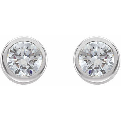 Gift for Mothers 14k White Gold 1/3 CTW Natural Diamond Bezel-Set Stud Earrings