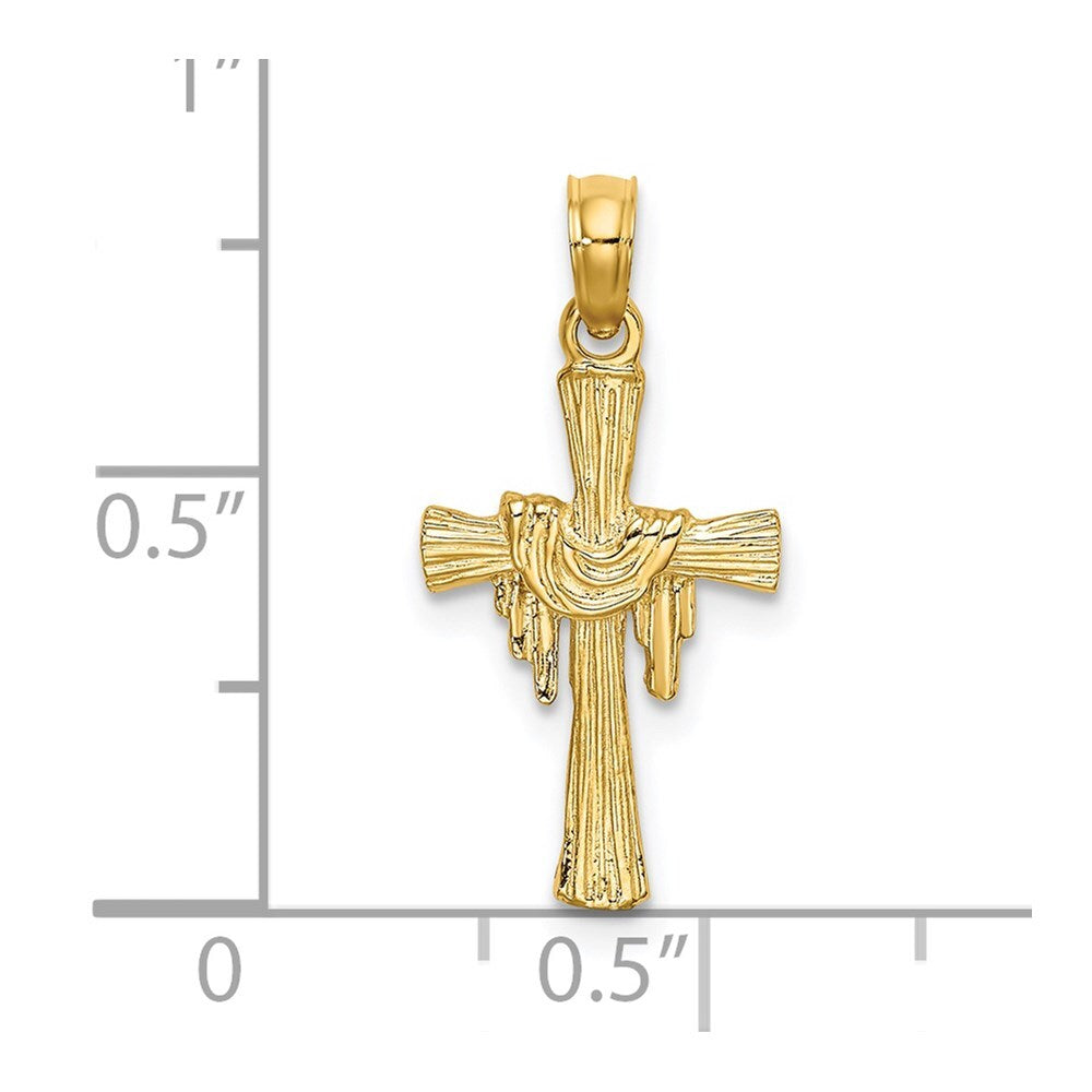 14k Yellow Gold Cross  Drape Charm Pendant for Women