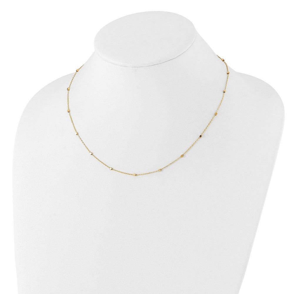 14k Yellow Gold Polished Cube Stations w/ 2in ext. Necklace