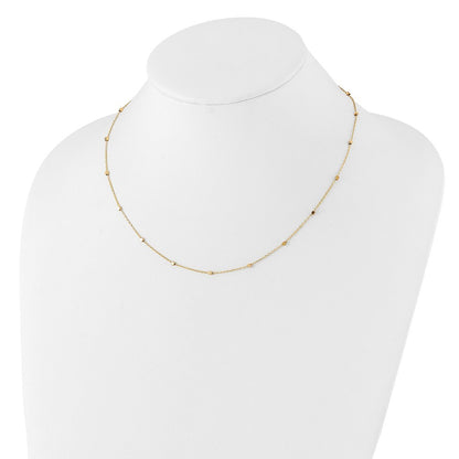 14k Yellow Gold Polished Cube Stations w/ 2in ext. Necklace