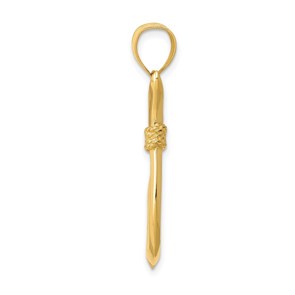 14k Yellow Gold 3D Whale Tail Hook Pendant