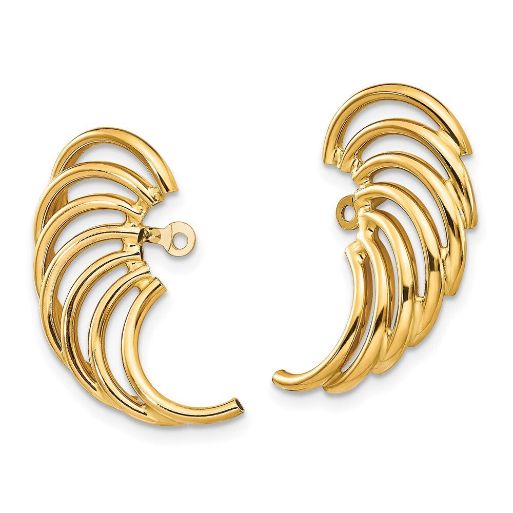 14k Yellow Gold Polished Swirl Shaped Earring Jackets Gift for Women