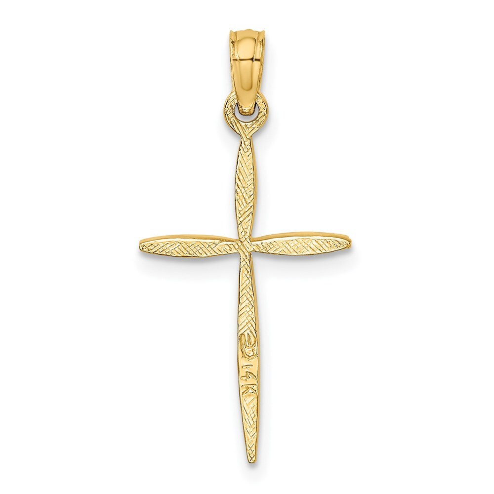 14k Yellow Gold Diamond-Cut with Tapered Ends Cross Charm Pendant for Women