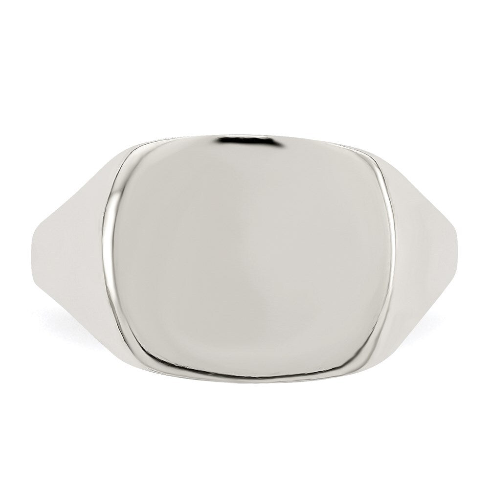 Sterling Silver 11x14mm Solid Back Signet Ring Size 7