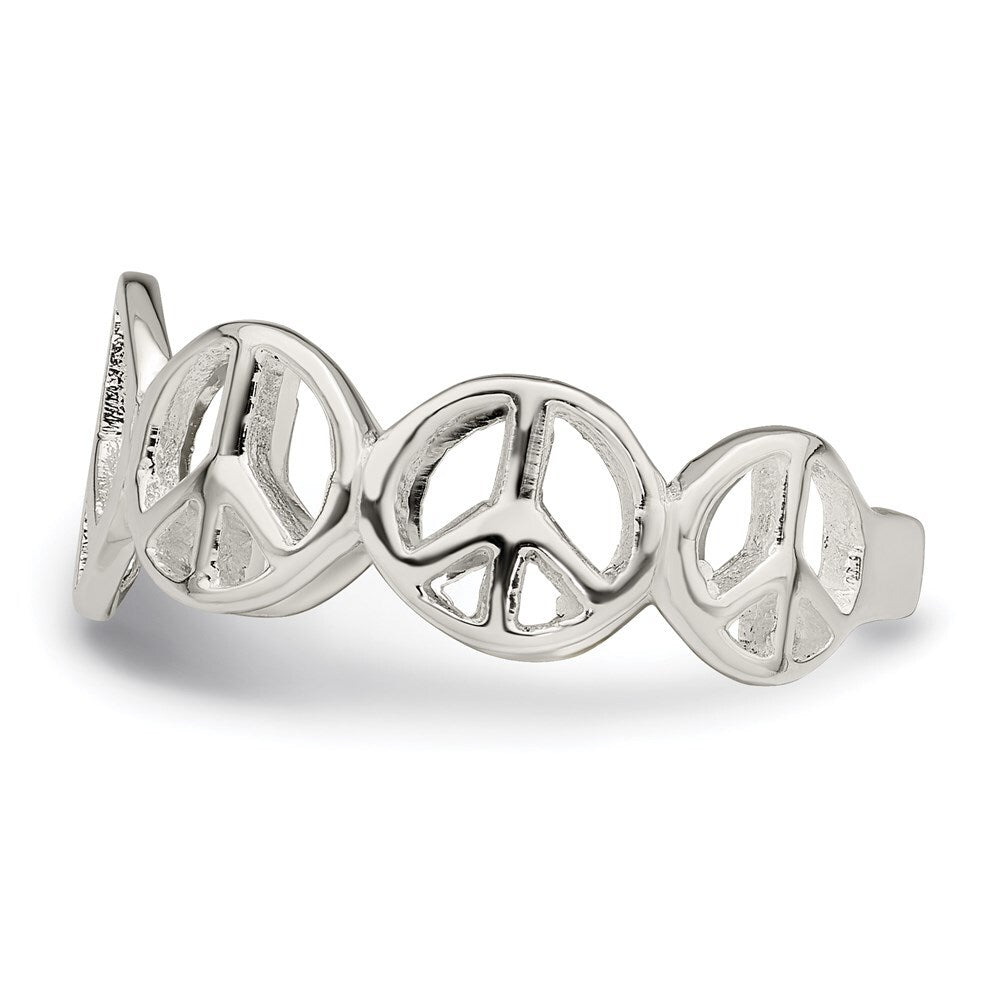 Sterling Silver Polished Peace Ring Size 7