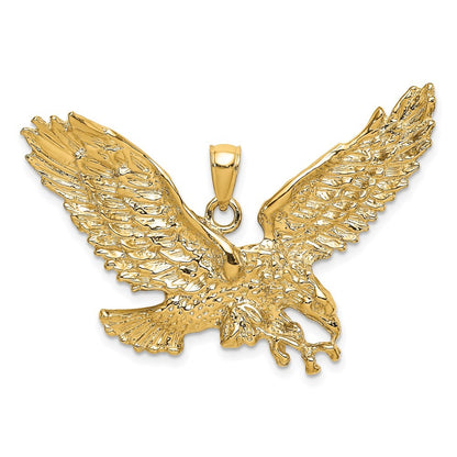 14k Yellow Gold Eagle w Beak Touching Claws Charm