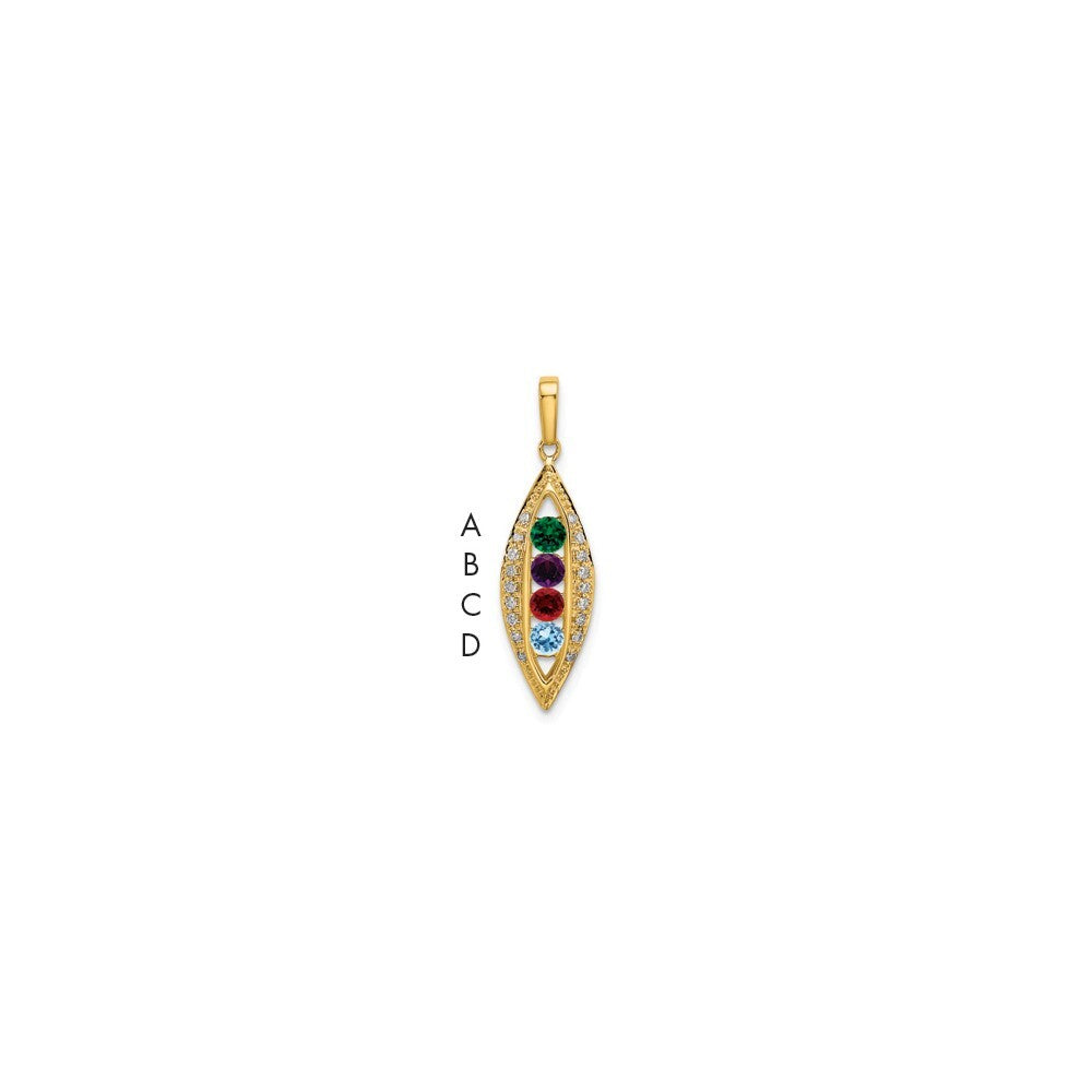 14k Yellow Gold Family Jewelry Diamond Semi-Set Pendant for Women