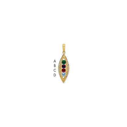 14k Yellow Gold Family Jewelry Diamond Semi-Set Pendant for Women