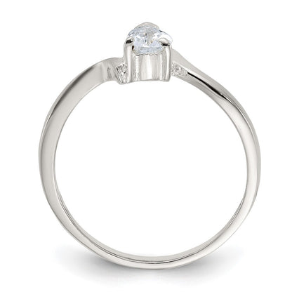 Sterling Silver Pear Shaped Cubic Zirconia Ring Size 7
