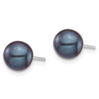 14k Gold 6-7mm Black and Freshwater Cultured Pearl 2 Pair Stud Earrings Set