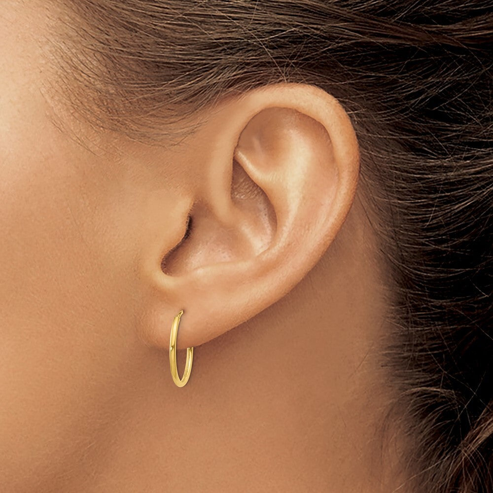 14k Yellow Gold 1.25mm Endless Hoop Earring Gift for Women