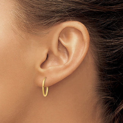 14k Yellow Gold 1.25mm Endless Hoop Earring Gift for Women