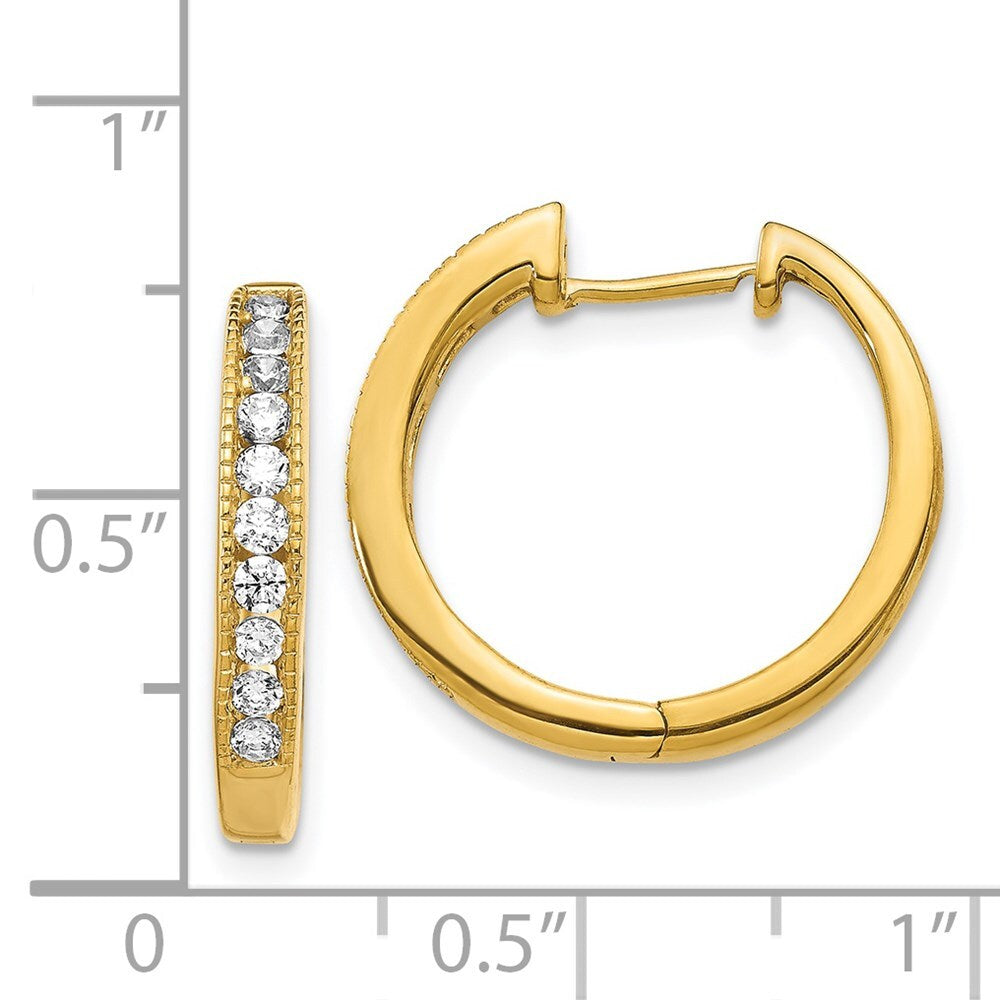 14k Yellow Gold Diamond Hinged Hoop Earrings