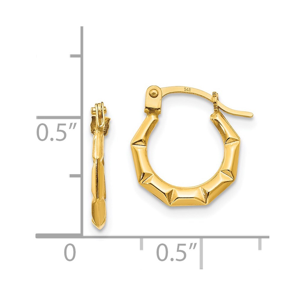 14k Yellow Gold Tiny Hollow Hoop Earrings Gift for Women