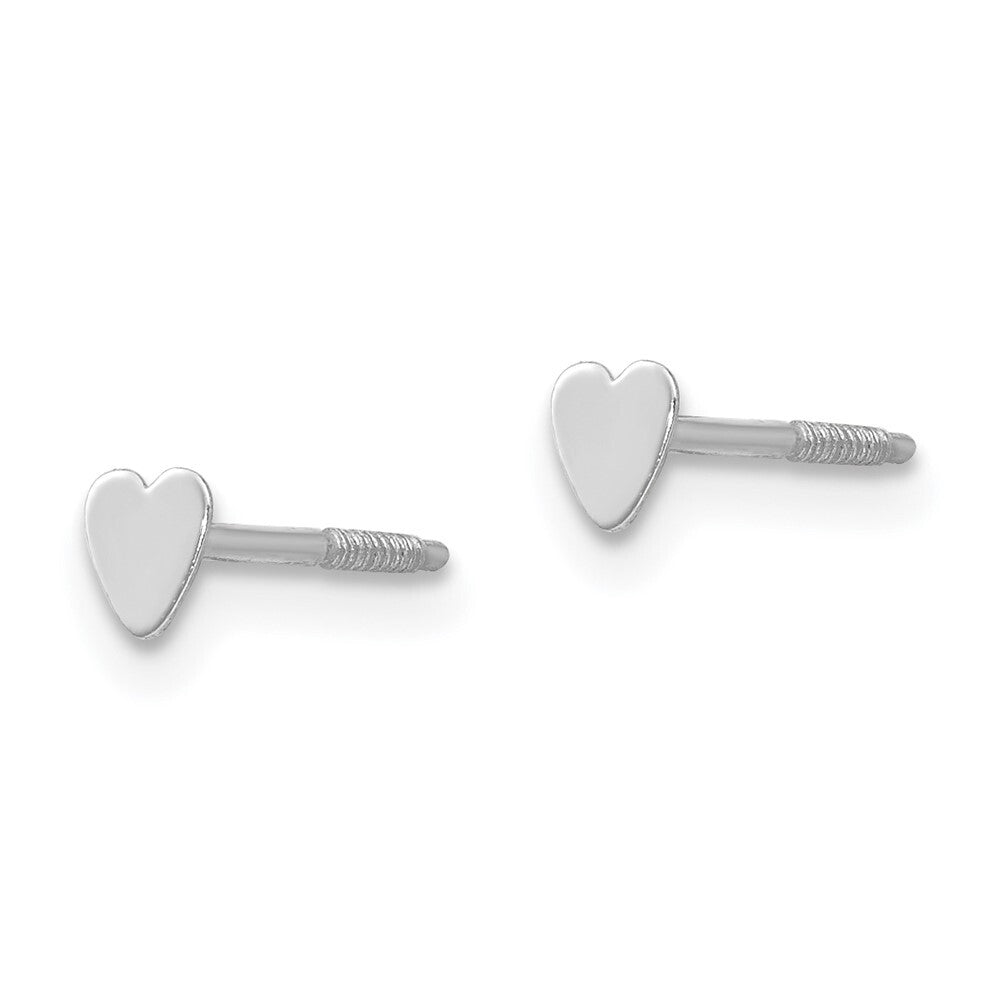 14k White Gold Tiny Heart Baby Stud Earrings Gift for Women