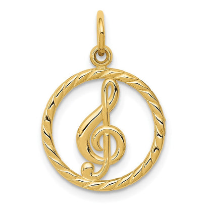 14k Yellow Gold Treble Clef Charm Pendant for Women
