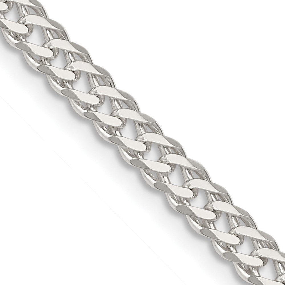 Sterling Silver 4.25mm 6 Side Diamond-Cut Flat Double Curb Chain Necklace