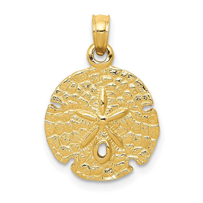 14k Yellow Gold Sand Dollar Pendant for Women