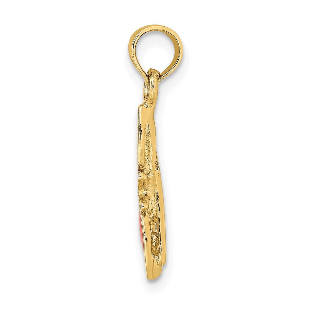14k Yellow Gold Orange Enameled Butterfly Sunglasses Charm