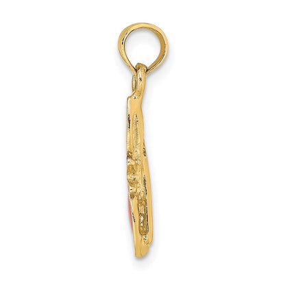 14k Yellow Gold Orange Enameled Butterfly Sunglasses Charm