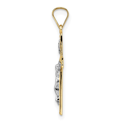 14k Two-tone Gold Polished Solid INRI Crucifix Pendant for Women