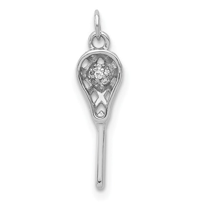 14k White Gold Diamond Lacrosse Stick Pendant for Women