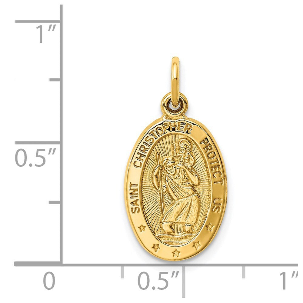 14k Yellow Gold Saint Christopher Medal Charm Pendant for Women