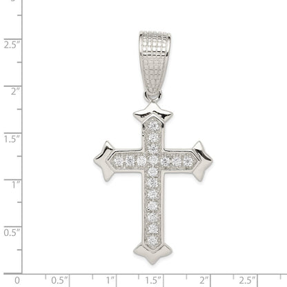 Sterling Silver Rhodium-plated Cubic Zirconia Cross Pendant