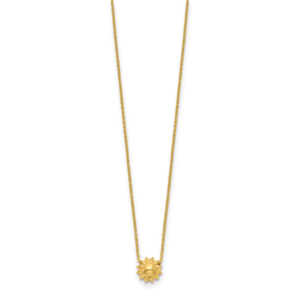 14k Yellow Gold Polished Puffed Sun 16.5 inch Necklace