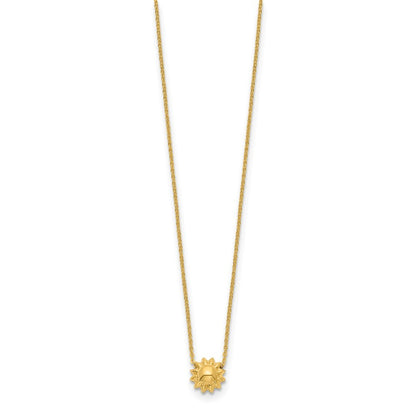 14k Yellow Gold Polished Puffed Sun 16.5 inch Necklace