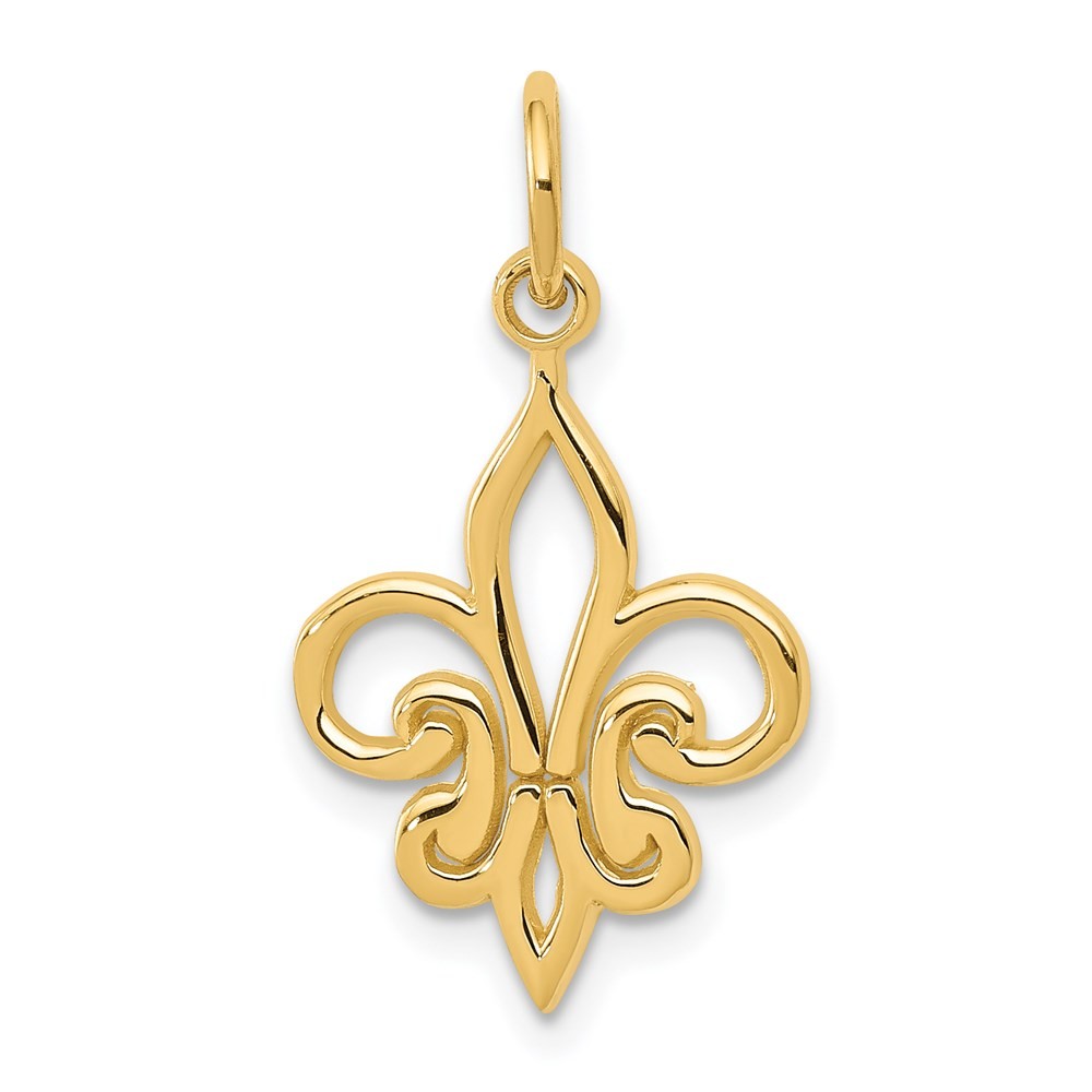 14k Yellow Gold Fleur De Lis Charm Pendant