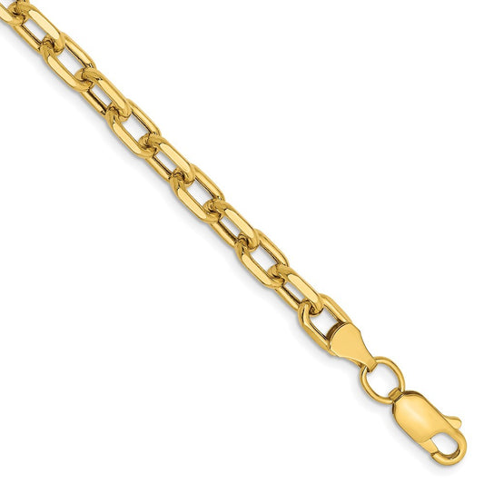 14k Yellow Gold 4.9mm Semi-solid Diamond-Cut Open Link Cable Chain Bracelet