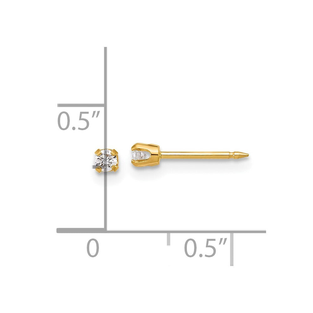 14k Yellow Gold Polished 2.4mm .10ct Lab Grown Diamond Short Stud Earrings