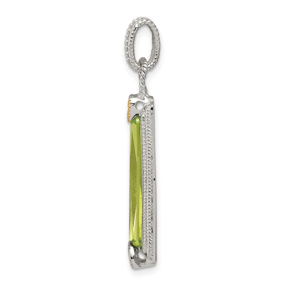 Sterling Silver & Vermeil Light Green Cubic Zirconia Pendant