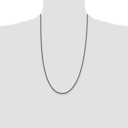 Sterling Silver Ruthenium-plated 2.3mm Rope Chain