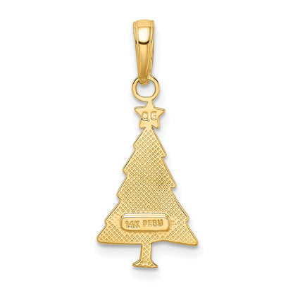 14k Yellow Gold Polished Christmas Tree Pendant for Women