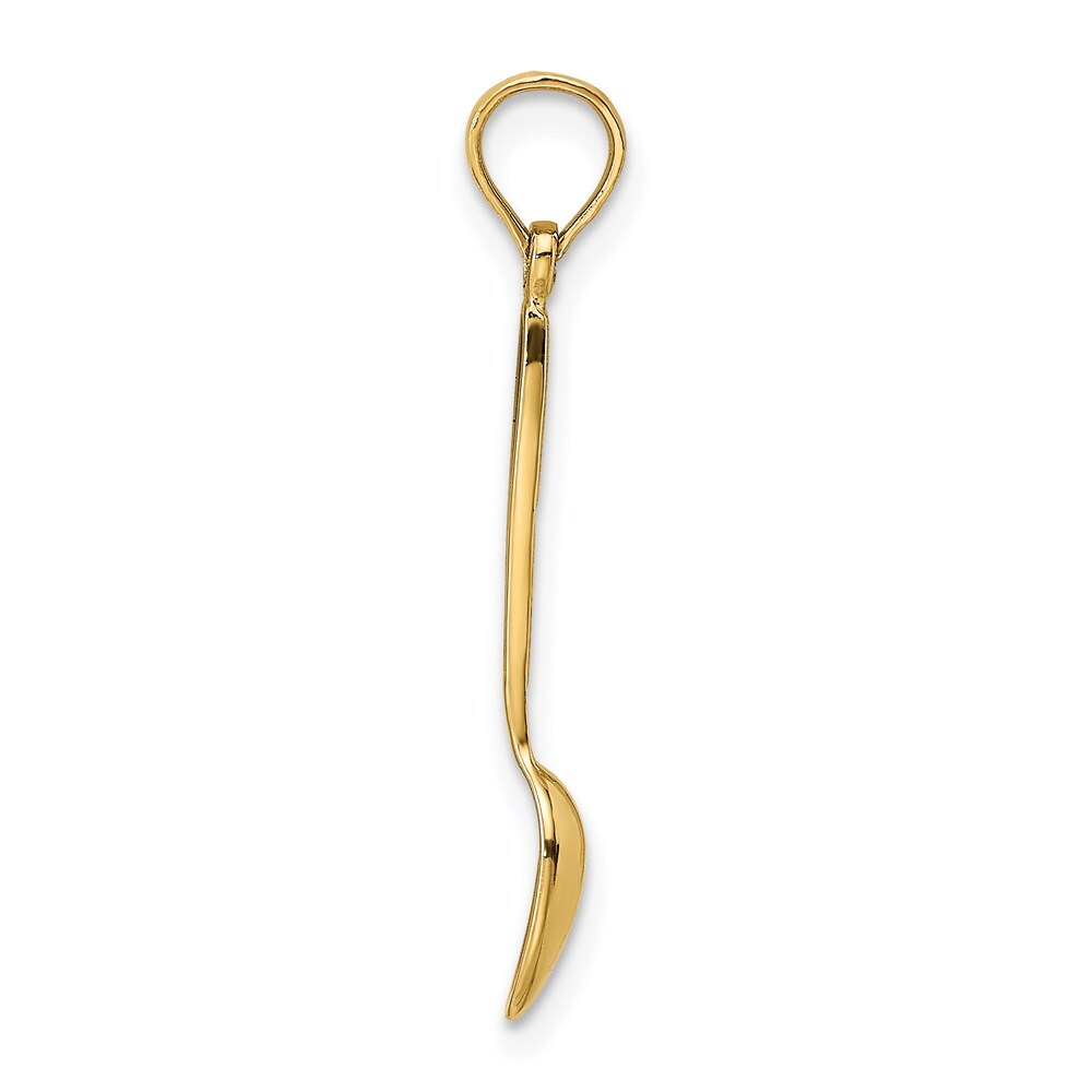 14k Yellow Gold 3-D  Black Enamel Table Spoon Charm Pendant for Women